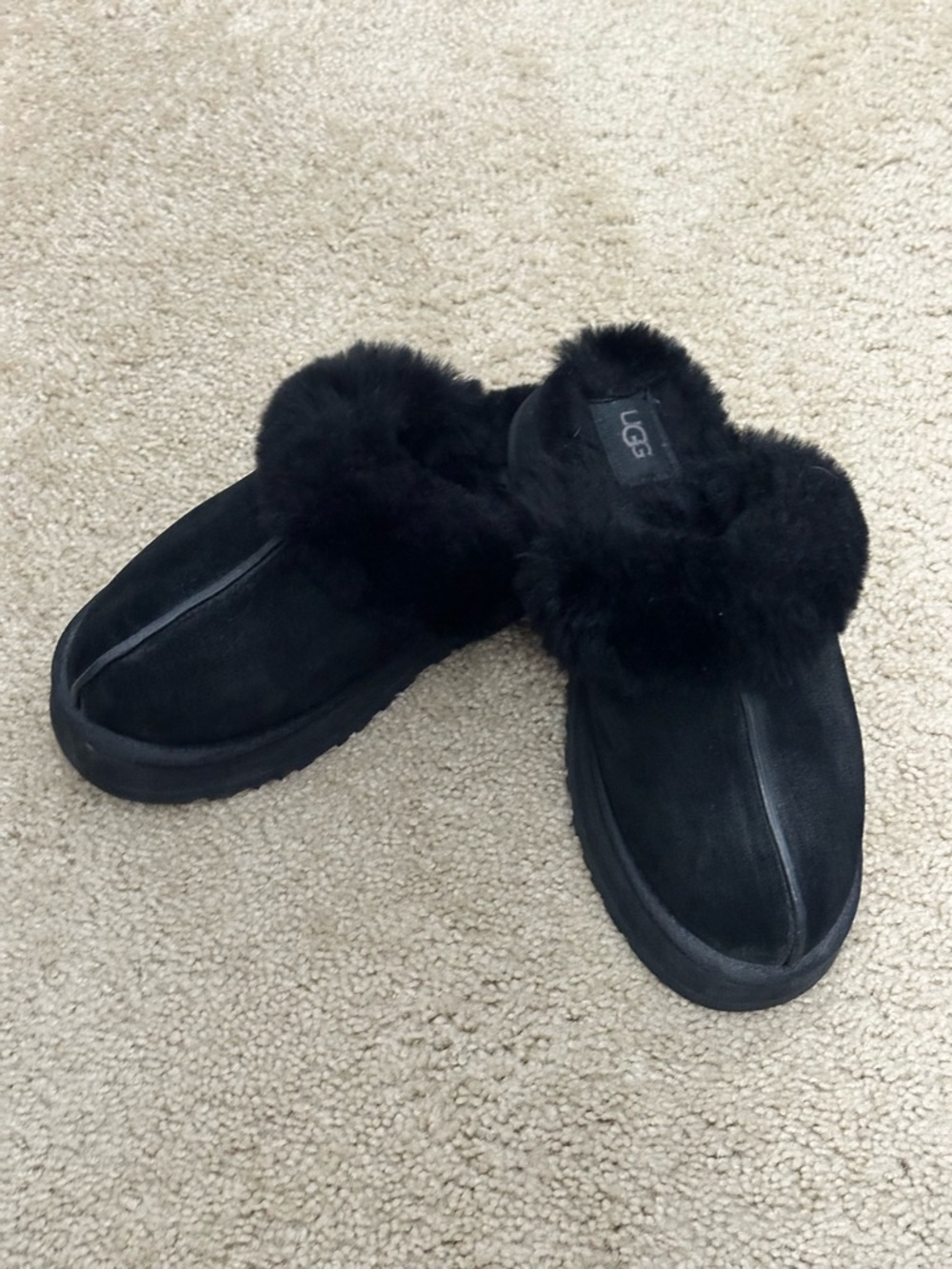 UGG Disquette Suede Slippers Size 9 in Black VGUC - Picture 3 of 11